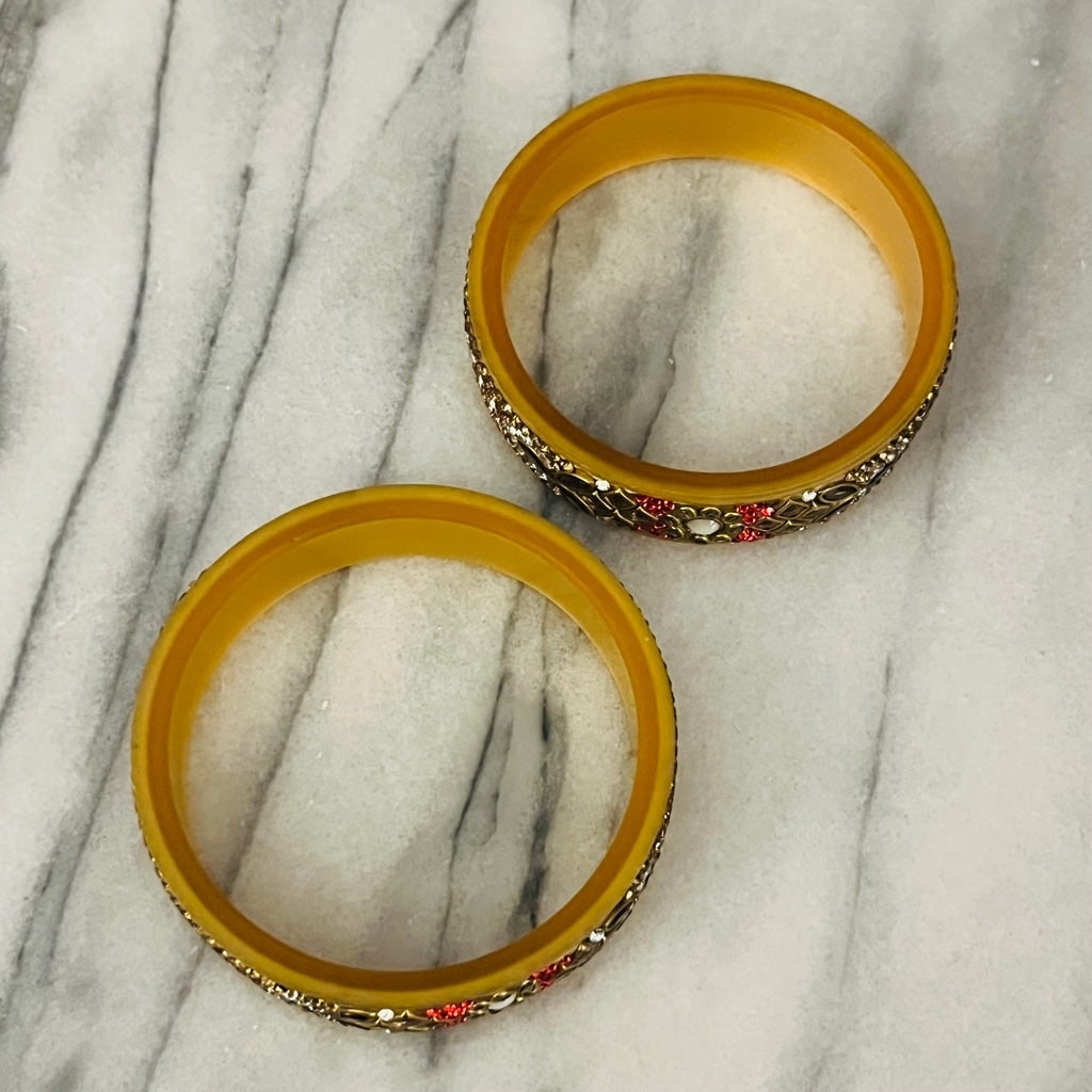 Colorful Rhinestone Bangle Bracelets - Set of 2