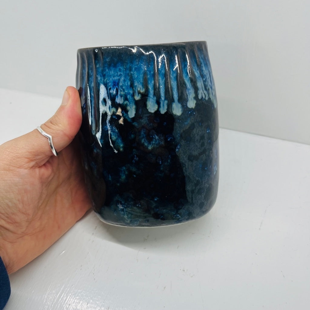 Blue Drip Glaze Art Pottery Vase