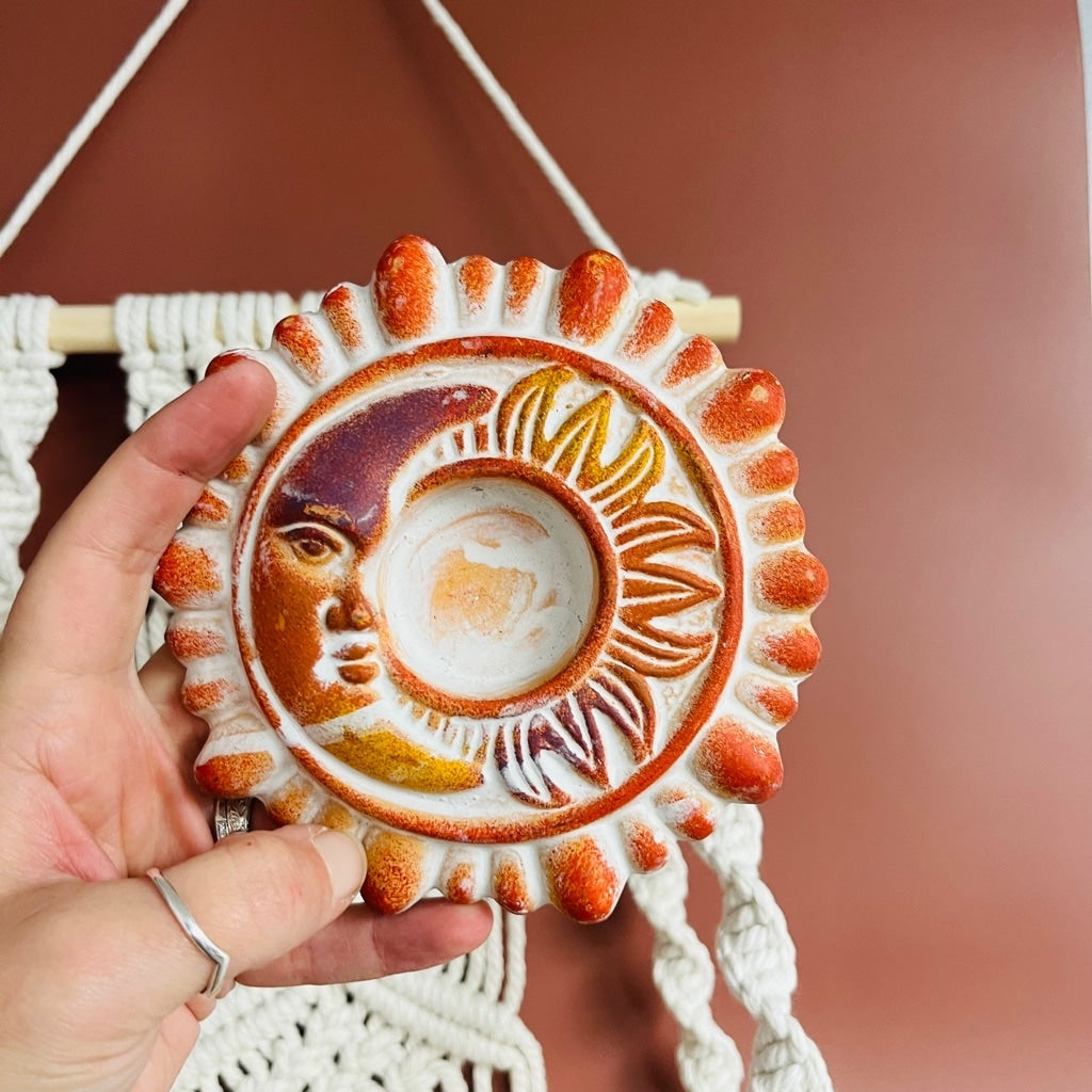 Boho Celestial Sun and Moon Votive Holder