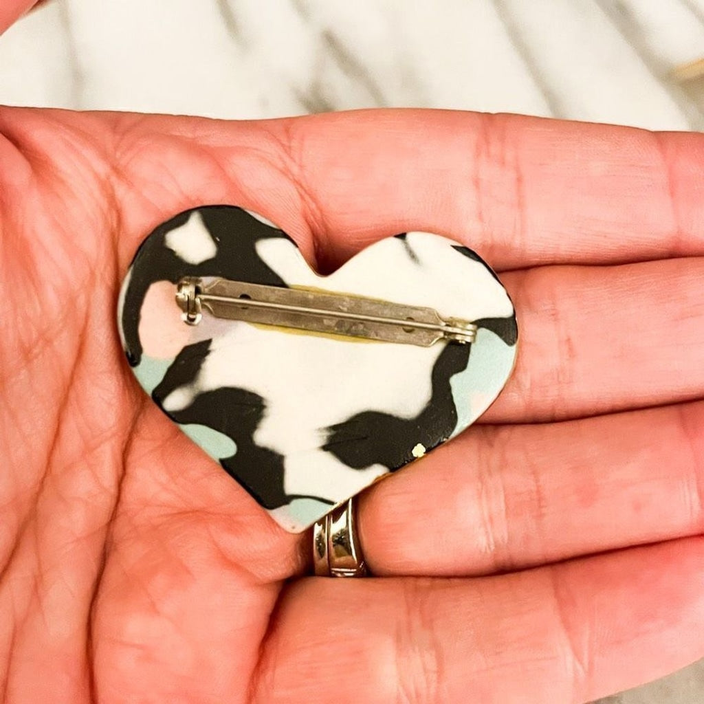 Vintage Cynthia Chuang Heart Brooch and Square Earrings Set