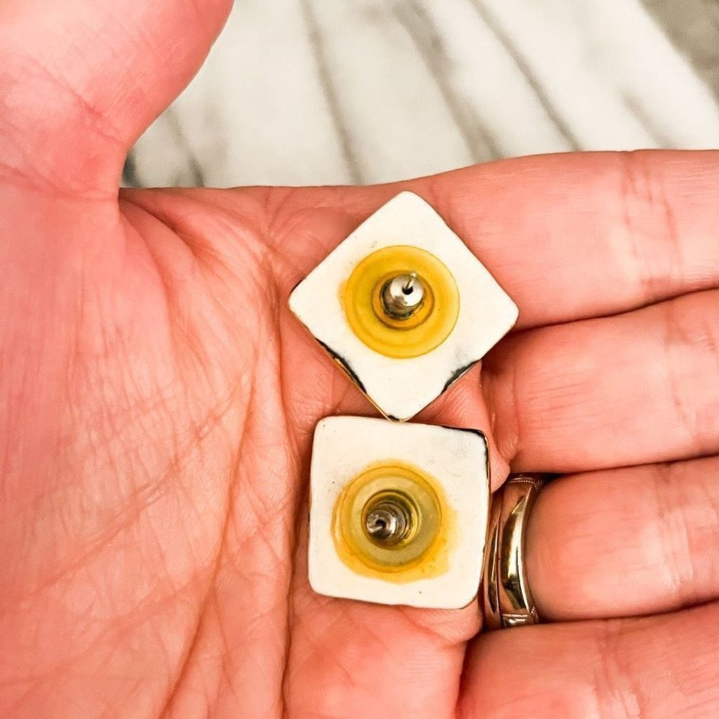 Vintage Cynthia Chuang Heart Brooch and Square Earrings Set