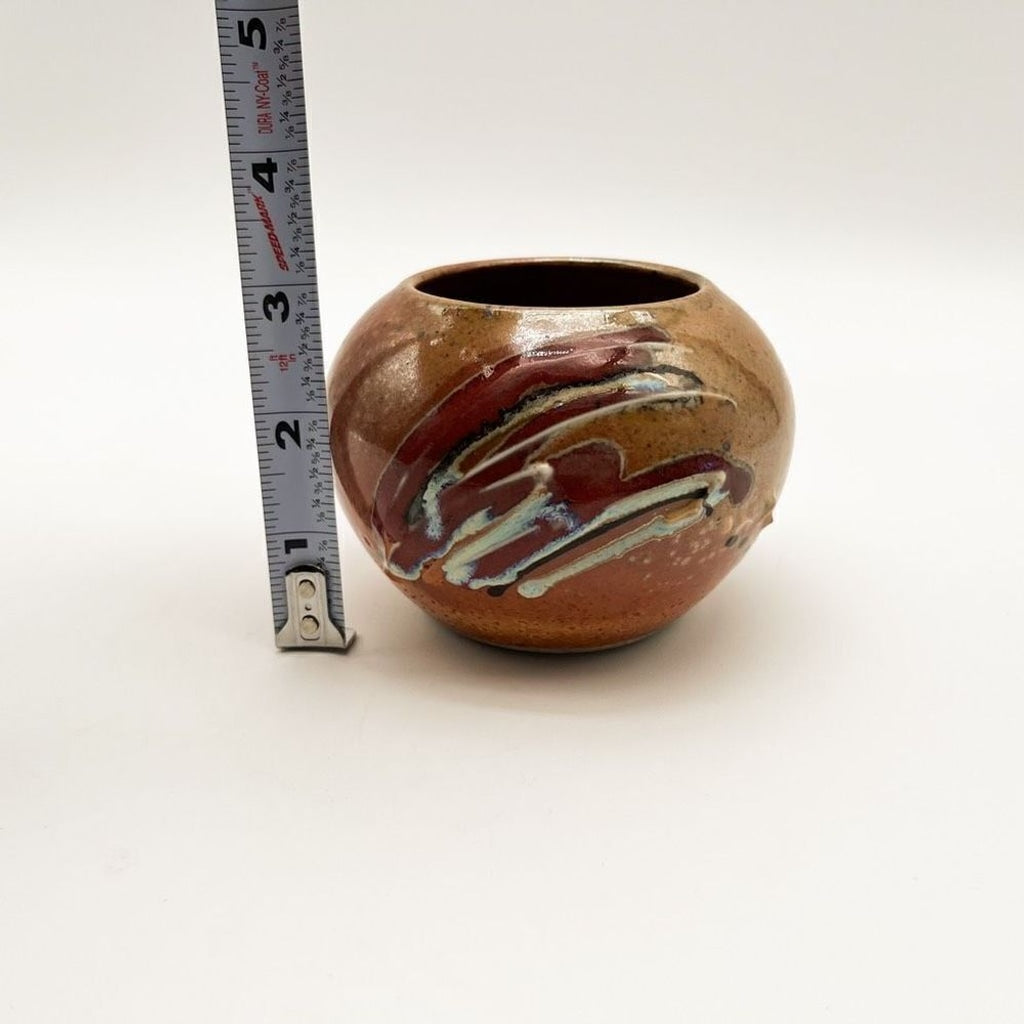 Blue Moon Pottery Vase With Metal Flower Frog