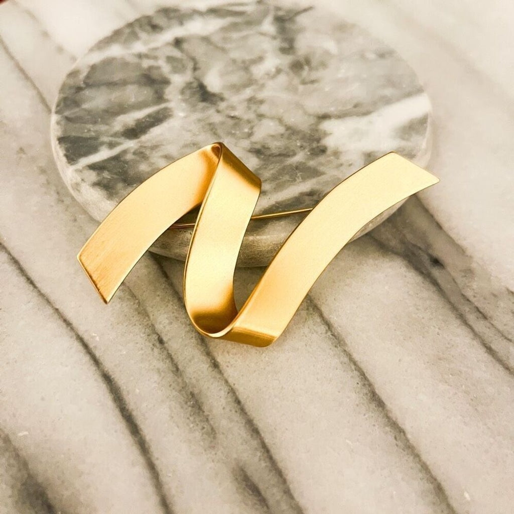 Vintage Signed Monet Ribbon Brooch