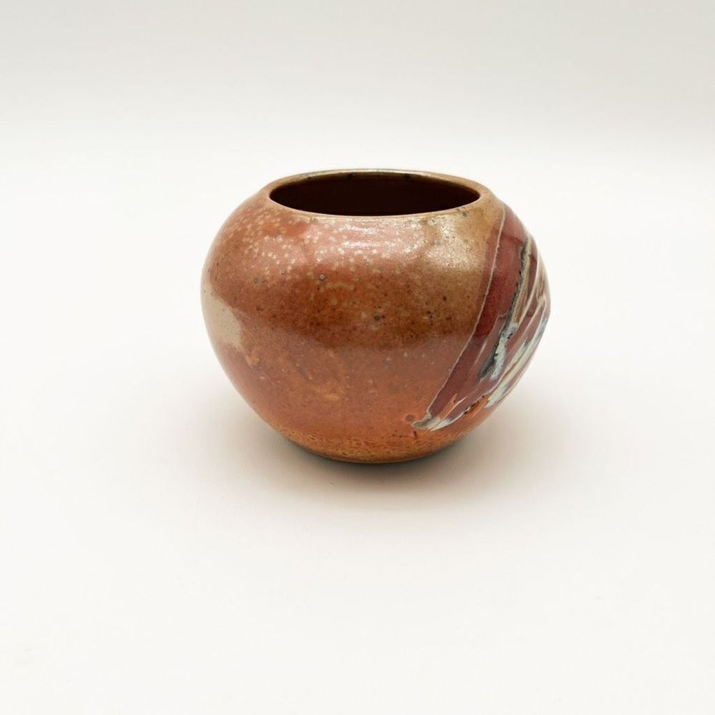 Blue Moon Pottery Vase With Metal Flower Frog