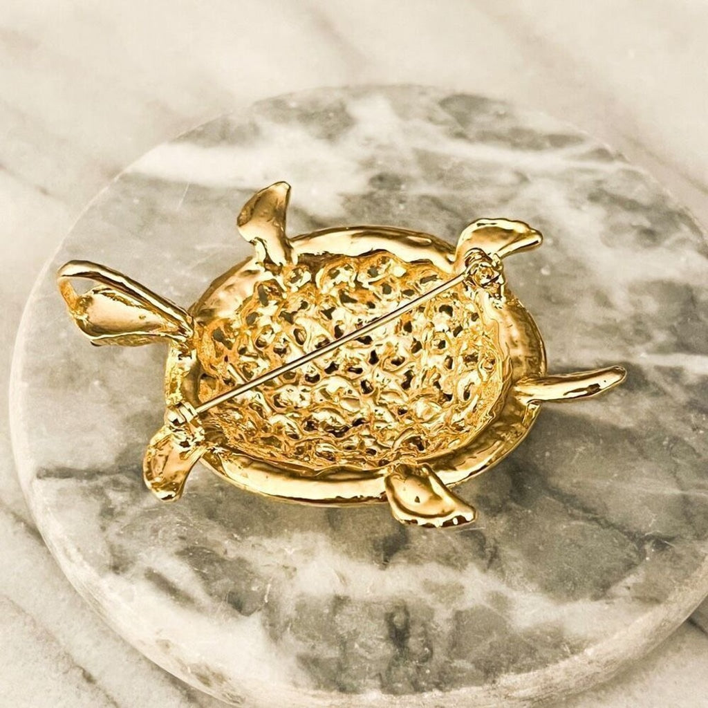 Vintage Large Turtle Brooch with Pendant Loop