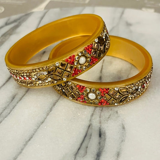 Colorful Rhinestone Bangle Bracelets - Set of 2
