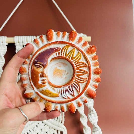 Boho Celestial Sun and Moon Votive Holder